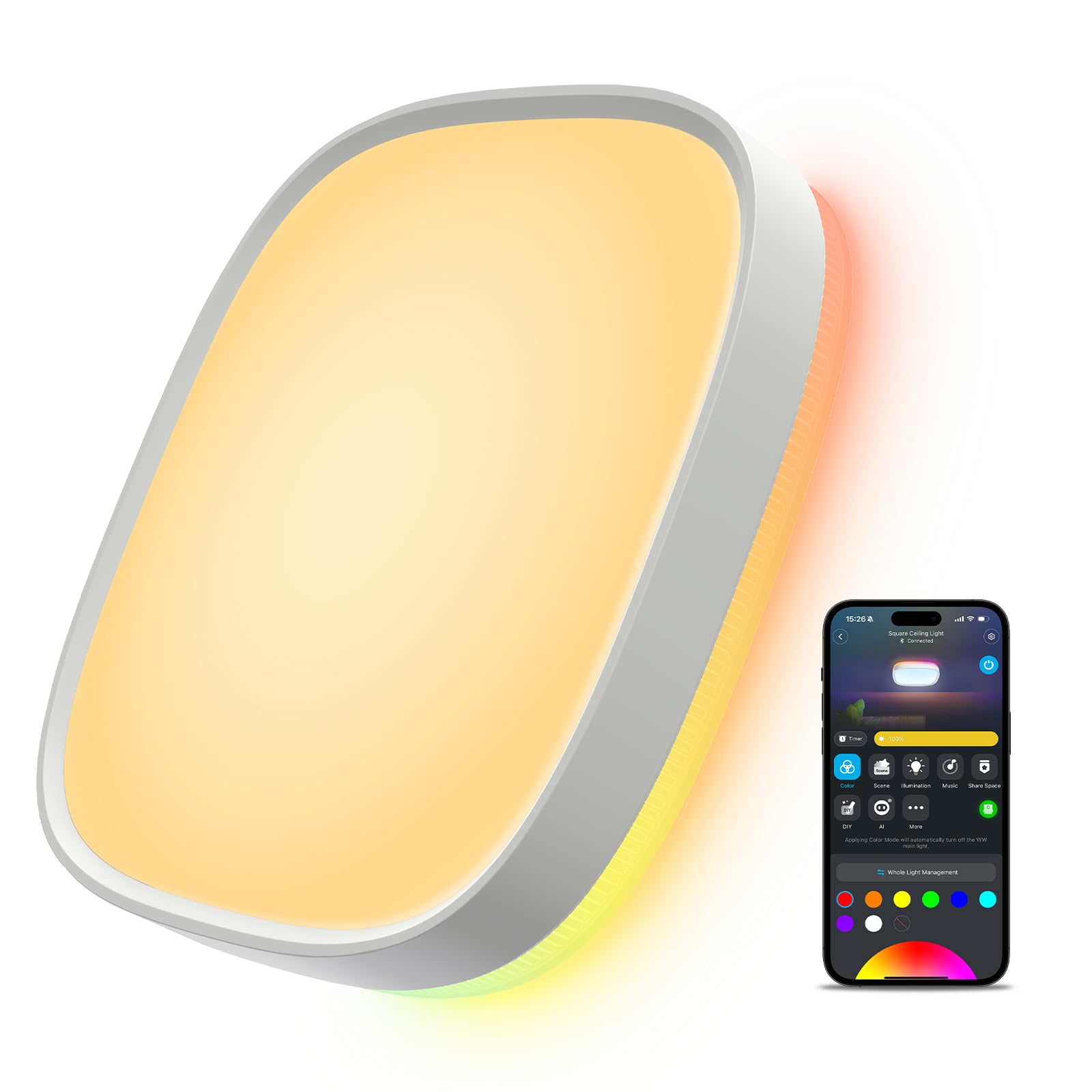 Govee Smart Ceiling Light, RGBIC LED Square Ceiling Light Fixture